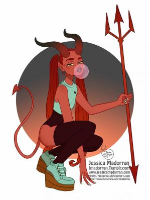 Jessica madorran character design drawlloween devil 2019 artstation