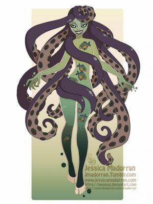 Jessica madorran character design drawlloween water monster 2019 artstation