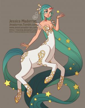 Jessica madorran character design redesign blue hair star centaur 2019 artstation01